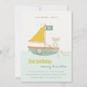 Cute Pirate Sailboat Kinder Elke zondag Uitnodigen Bedankkaart (Voorkant)