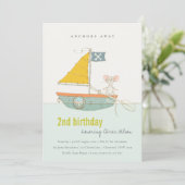 Cute Pirate Sailboat Kinder Elke zondag Uitnodigen Bedankkaart (Staand voorkant)