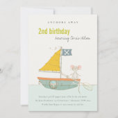 Cute Pirate Sailboat Kinder Elke zondag Uitnodigen Bedankkaart (Voorkant)