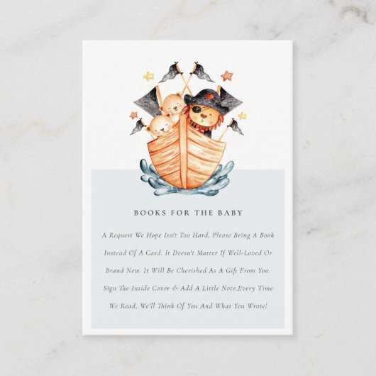Cute Pirate Ship Lion Cub Books for Baby shower Informatiekaartje (Voorkant)
