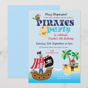 Cute Pirate Shipmates Boys Birthday Party Kaart