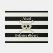 Cute Pirate Skull Stripe Welcome Aboard Doormat Deurmat (Voorkant)