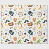 Cute Pirate Thormate Nautical Pattern Cadeaupapier (Vlak)