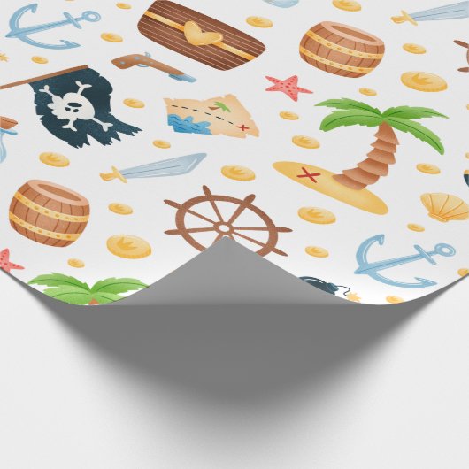 Cute Pirate Thormate Nautical Pattern Cadeaupapier (Hoek)