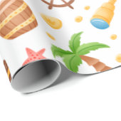 Cute Pirate Thormate Nautical Pattern Cadeaupapier (Rol Hoek)