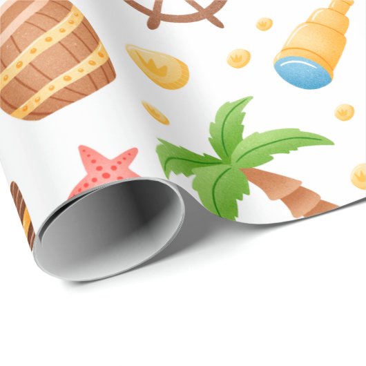 Cute Pirate Thormate Nautical Pattern Cadeaupapier (Rol Hoek)