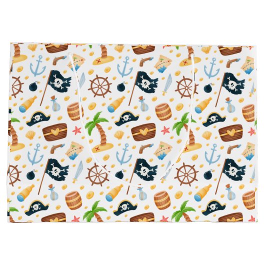 Cute Pirate Thormate Nautical Pattern Groot Cadeauzakje (Achterkant)