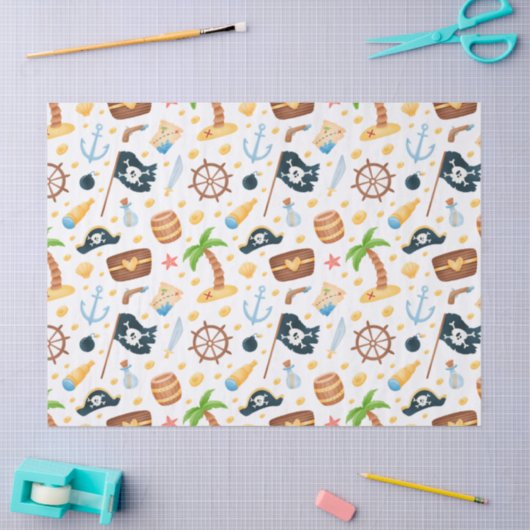 Cute Pirate Thormate Nautical Pattern Tissuepapier (Craft)