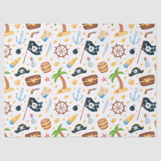 Cute Pirate Thormate Nautical Pattern Tissuepapier (Voorkant)