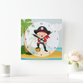 Cute Pirate Vierkante Klok (Huis)