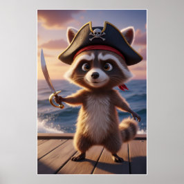 Cute Pirate Wasbeer Avontuur Kunst Poster
