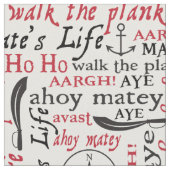 Cute Pirate Words Fabric Stof (Close Up)