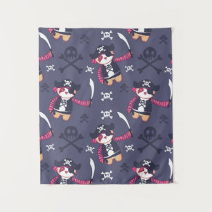 Cute Piratenpanda Beerpatroon Wandkleed