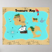 Cute Pirates Hidden Treasure Map voor kinderen Poster (Voorkant)