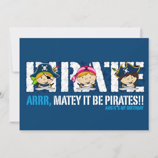 Cute Pirates Party nodigt uit Kaart (Voorkant)