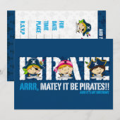 Cute Pirates Party nodigt uit Kaart (Voorkant / Achterkant)
