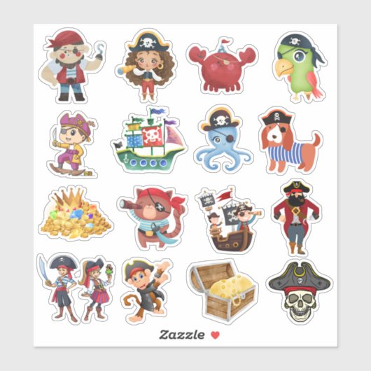 Cute Pirates Scrapbook Sticker Pack #004 (Vel)