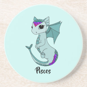 Cute Pisces Dragon design zodiac sandstone onderze Zandsteen Onderzetter