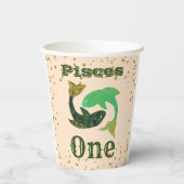 Cute Pisces First Birthday & Gold Confetti Papieren Bekers (Achterkant)