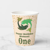 Cute Pisces First Birthday & Gold Confetti Papieren Bekers (Voorkant)