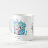Cute Pisces Fish Waterverf Bull Zodiab Monogram Koffiemok (Voorkant links)