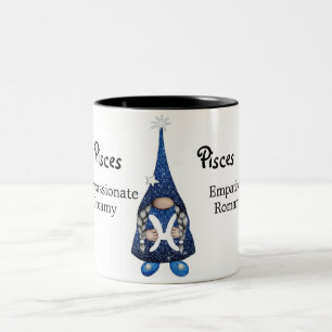 Cute Pisces Gnome Zodiac Sign Tweekleurige Koffiemok