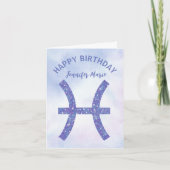 Cute Pisces Sign Custom Paars Happy Birthday Kaart (Voorkant)