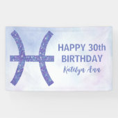 Cute Pisces Specialized Paars Happy Birthday Spandoek (Horizontaal)