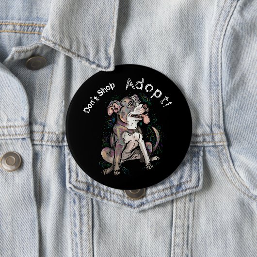 Cute Pit Bull "Adopt!, niet winkelen" Ronde Button 4,0 Cm (In situ)