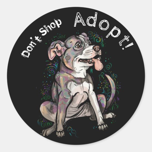 Cute Pit Bull "Adopt!, niet winkelen" Ronde Sticker (Voorkant)