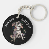 Cute Pit Bull "Adopt!, niet winkelen" Sleutelhanger (Achterkant)