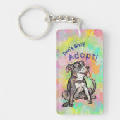 Cute Pit Bull "Adopt!, niet winkelen" Sleutelhanger (Voorkant)