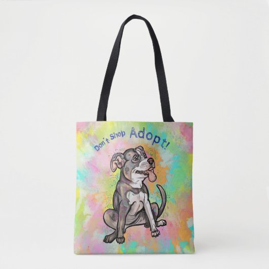 Cute Pit Bull "Adopt!, niet winkelen" Tote Bag (Voorkant)