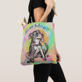 Cute Pit Bull "Adopt!, niet winkelen" Tote Bag (Dichtbij)
