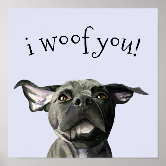 Cute Pit Bull Dog is voor u Waterverf schilderen Poster (Voorkant)