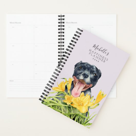 Cute Pit Bull Dog Portret  | Jouw namen toevoegen Planner (Display)