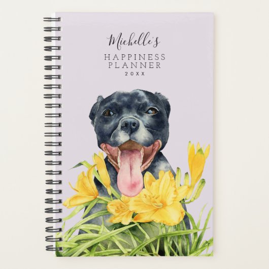 Cute Pit Bull Dog Portret | Jouw namen toevoegen Planner (Voorkant)