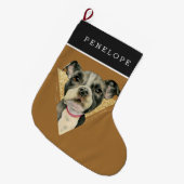 Cute Pit Bull Dog Waterverf Art Persoonlijk Grote Kerstsok (Voorkant (Hangend))