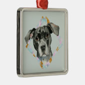 Cute Pit Bull Dog Waterverf Kerstmis Metalen Ornament (Rechts)