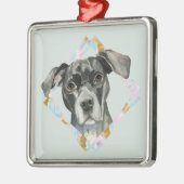 Cute Pit Bull Dog Waterverf Kerstmis Metalen Ornament (Links)