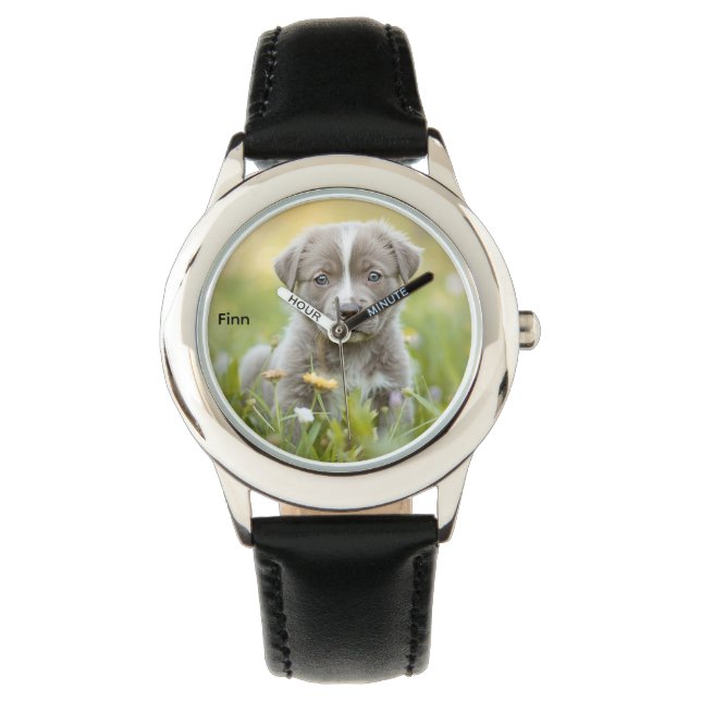 Cute Pit Bull Kid's Personalized Horloge (Voorkant)