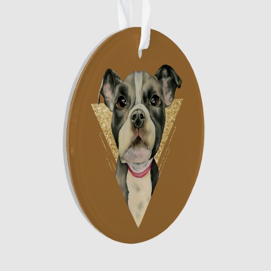 Cute Pit Bull Puppy Dog Gold Glitter Ornament (voorkant)