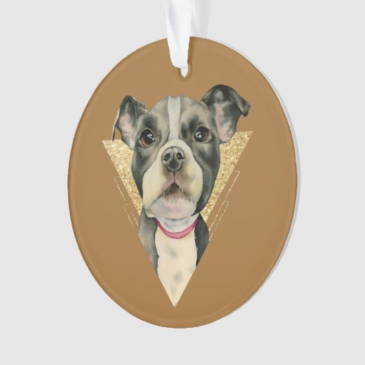 Cute Pit Bull Puppy Dog Gold Glitter Ornament (voorkant)