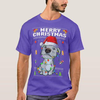 Cute Pit Bull Puppy Merry Kerstmis Ugly Sweater P T-shirt