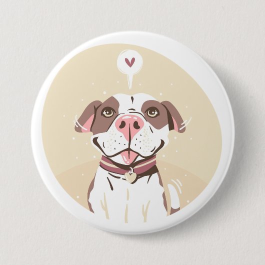 Cute Pit Bull Ronde Button 7,6 Cm (Voorkant)