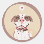 Cute Pit Bull Ronde Sticker (Voorkant)