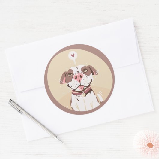 Cute Pit Bull Ronde Sticker (Envelop)