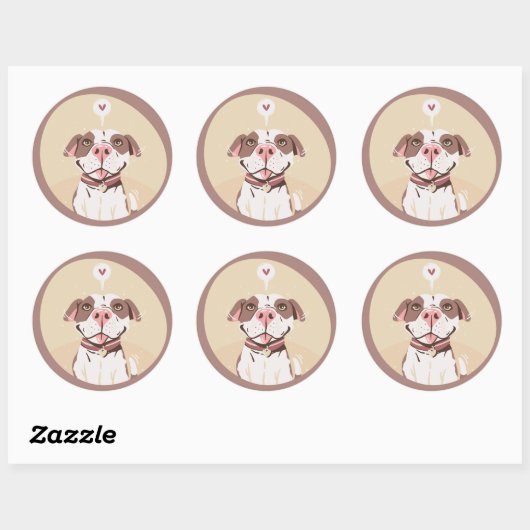 Cute Pit Bull Ronde Sticker (Vel)