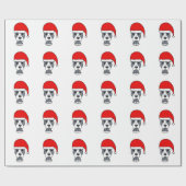 Cute Pit Bull Wearing Santa Hat Cadeaupapier (Vlak)