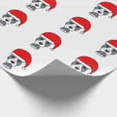 Cute Pit Bull Wearing Santa Hat Cadeaupapier (Hoek)